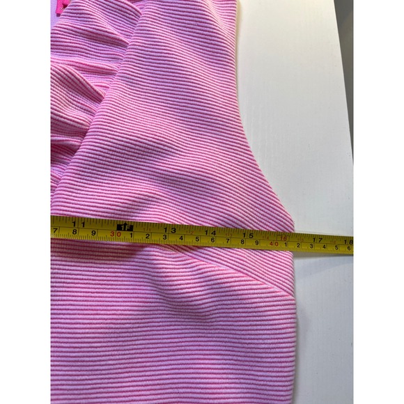 Lilly Pulitzer Tisbury Shift Dress Pink White Striped Ruffle Neck Sleeveless S - Picture 7 of 9